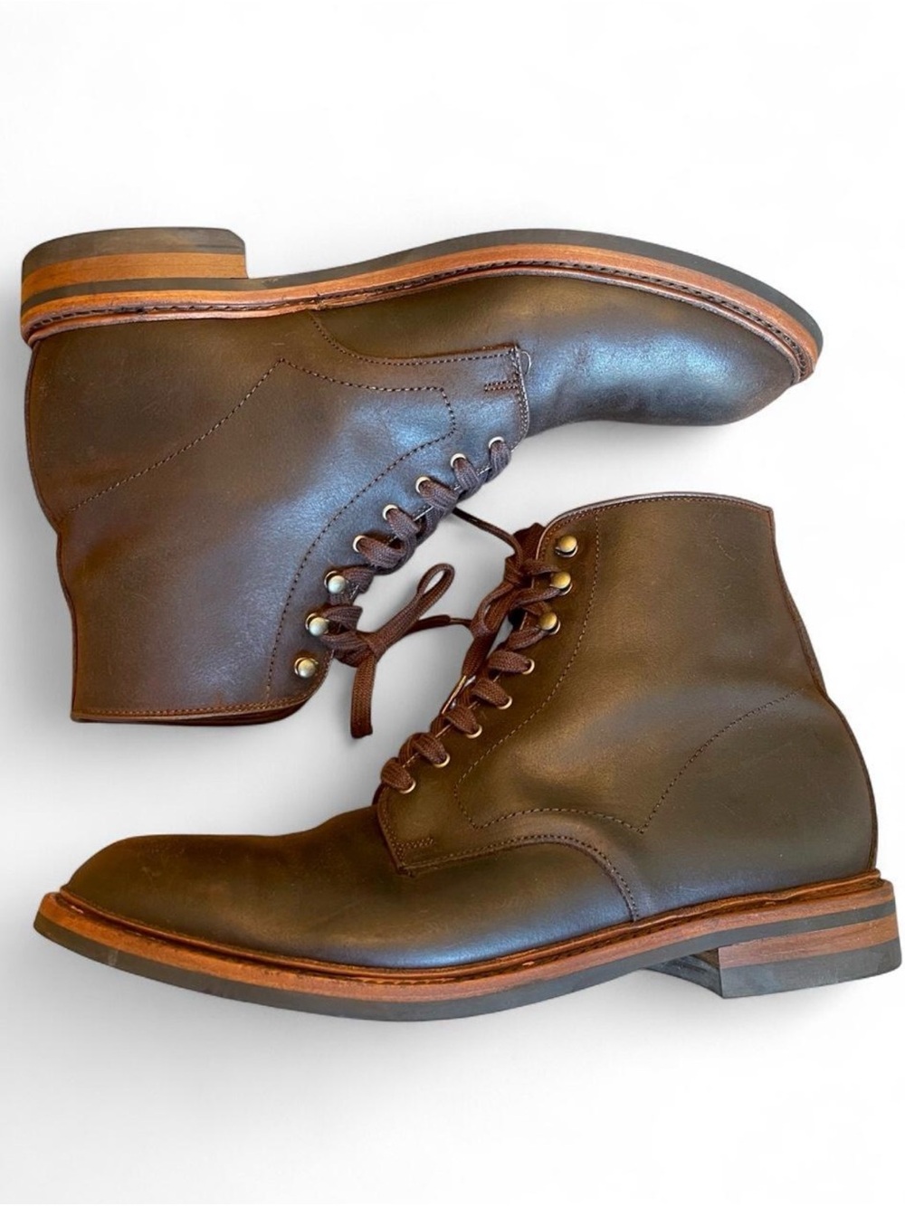 Allen Edmonds Higgins Mill 12D Brown Horween CXL Leather Dainite Sole Boots
